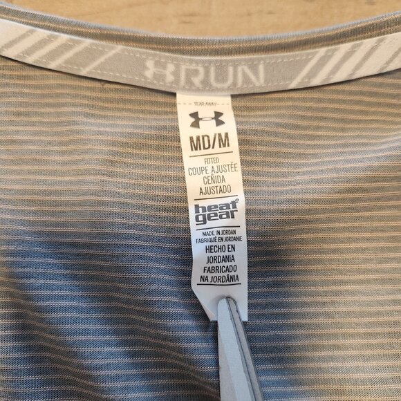 Under Armour UA RUN Threadborne Shirt Heat Gear Gray Striped Womens Medium EUC - Picture 6 of 9